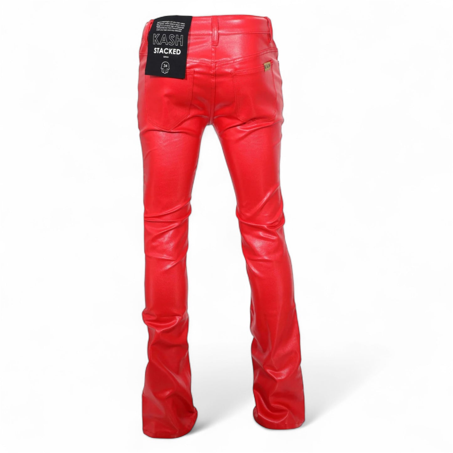 Kash Red Stacked Leather Pants