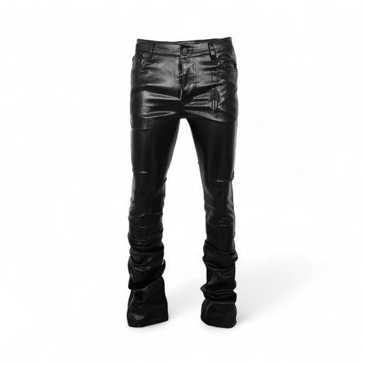 Kash Faux Leather Stacked Pants
